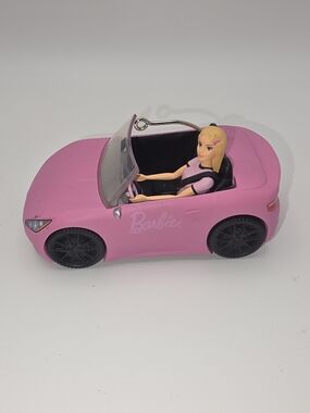 Hallmark Barbie Pink Convertible Ornament with Blonde Doll On The Road